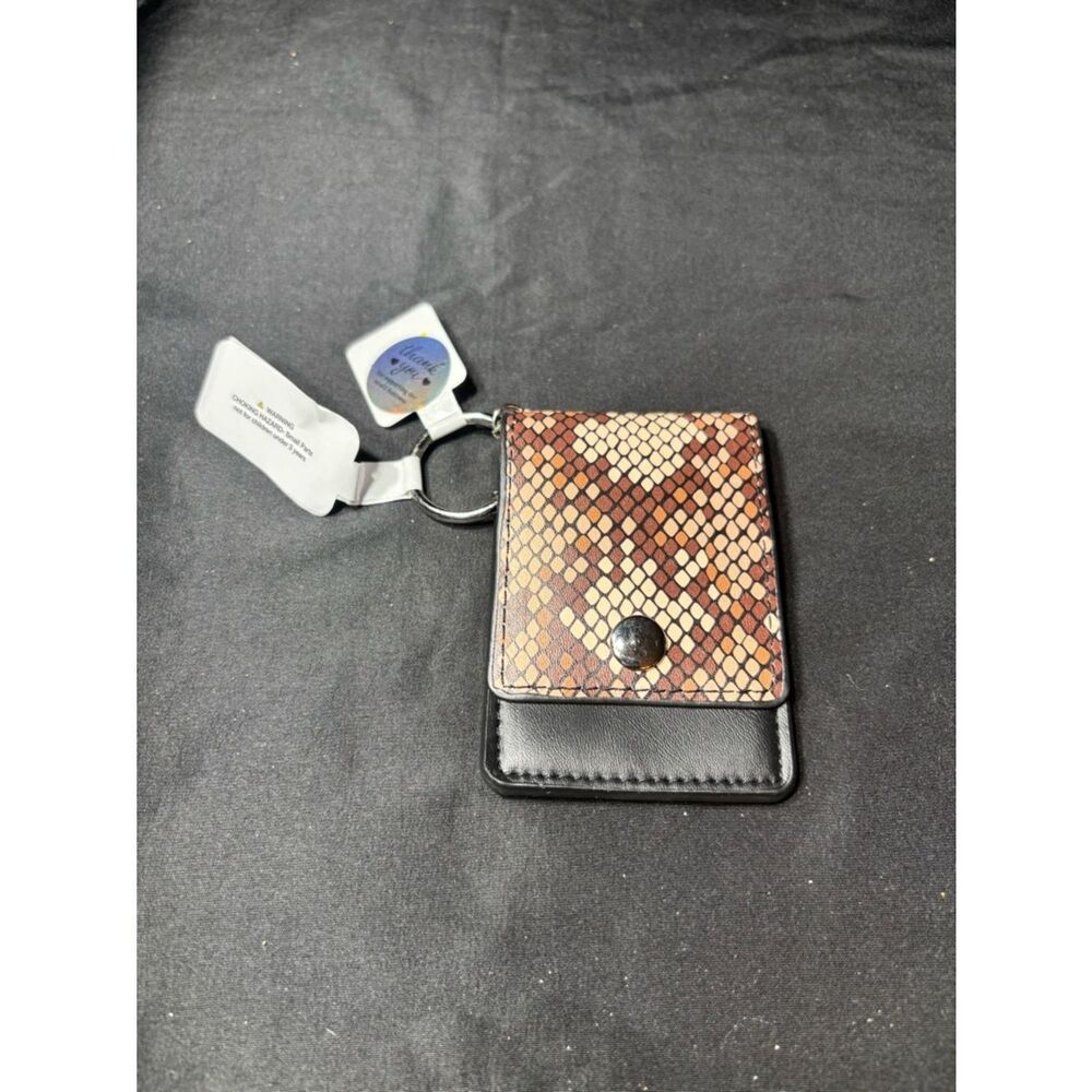 New Snake Print Key Card Holder Wallet - Brown/Black
